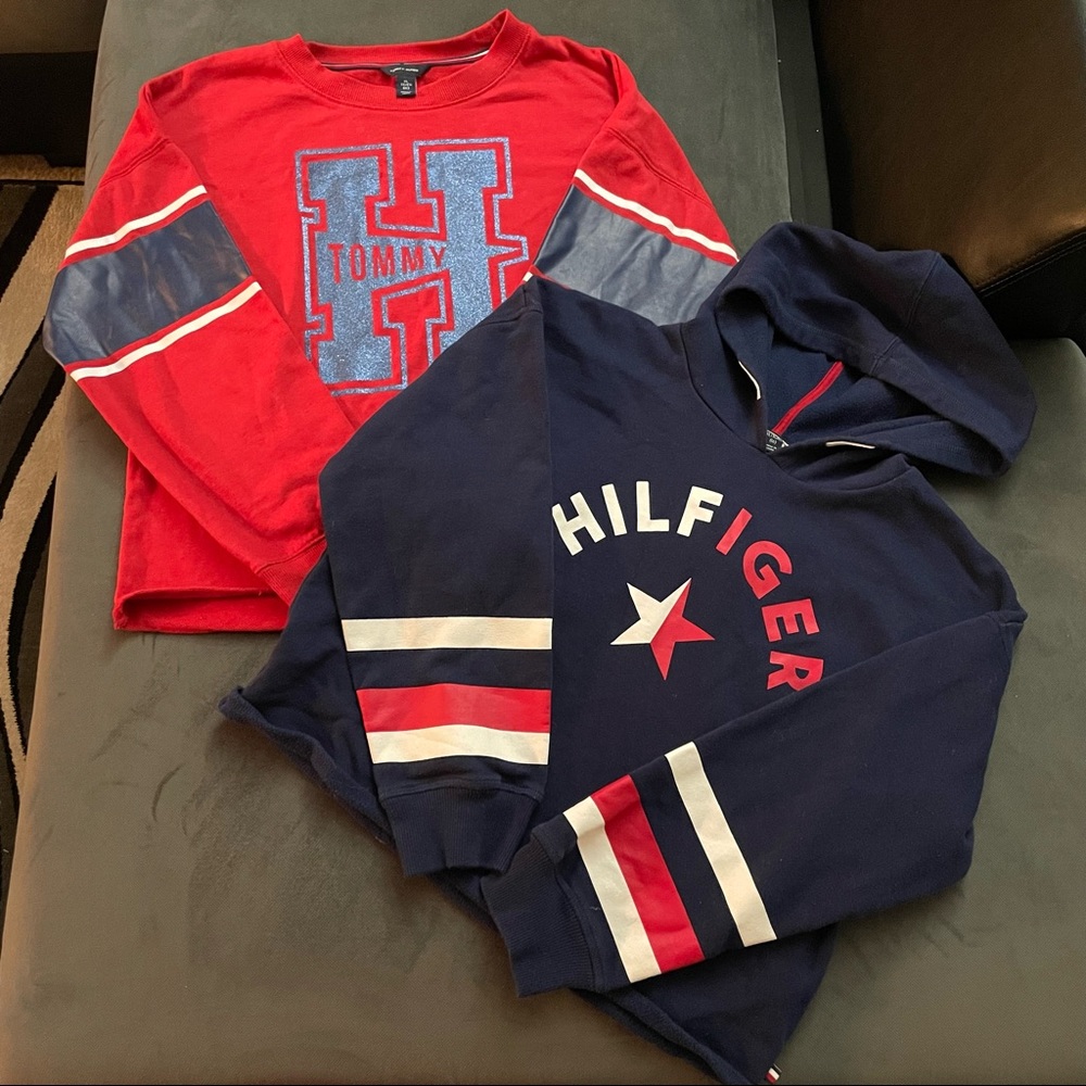 Pair of red/blue Tommy Hilfiger shirts for teen girl